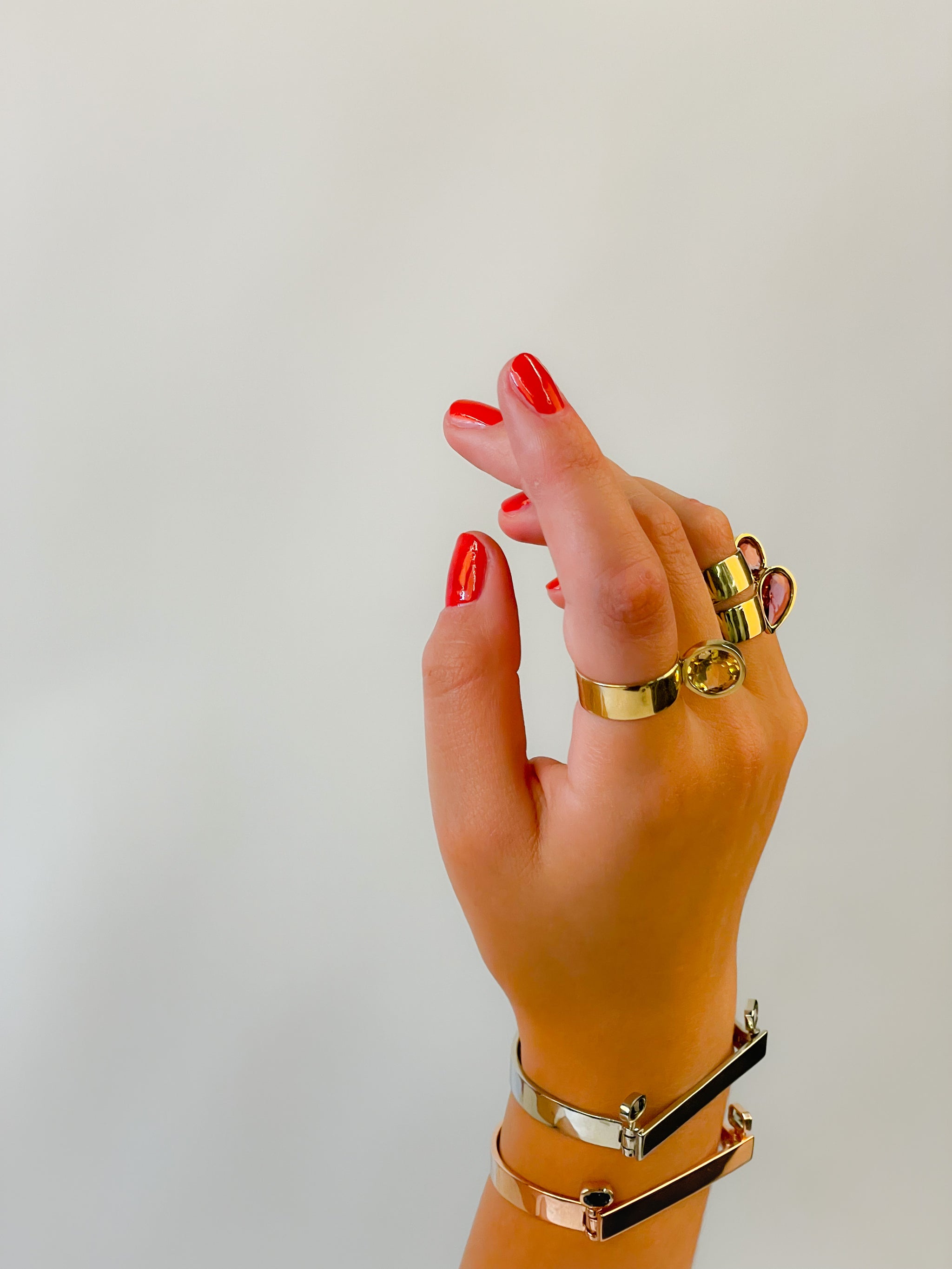 Five Band Puzzle Ring with One Baguette Diamond Band in White Gold