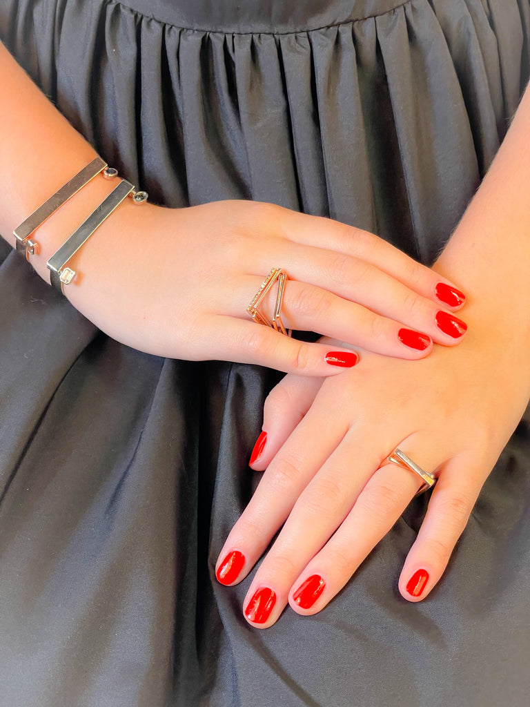 Five Band Puzzle Ring with One Champagne Diamond Band in Rose Gold